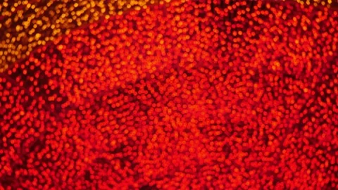 Camera pans around blurry gold and red lighting illumination in holiday night Stock Footage 212336823