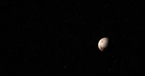 Camera pans back toward the sun as it passes Pluto. Video stock 83942259