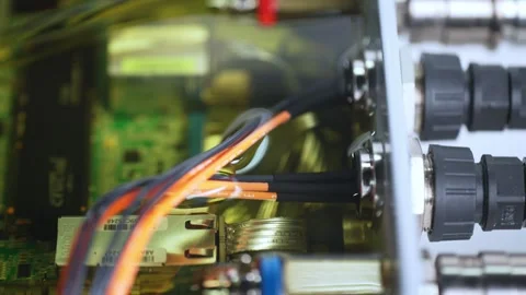 Camera Pans Bottom To Top Revealing Liquid Cooled Motherboard Connection Point Stock Footage 340332189