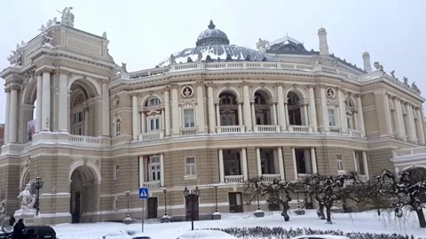 Camera pans building of Odessa Opera House Stock Footage 143332015