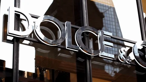 Camera Pans Dolce and Gabbana Store Logo Stock Footage 117726628