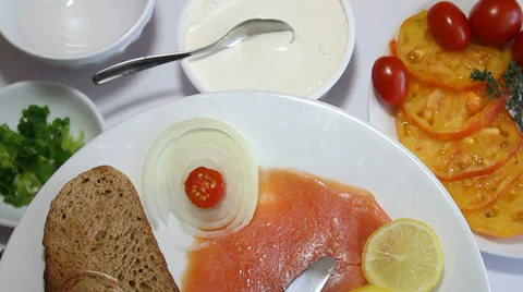 Camera Pans Down Healthy Food Plate Stock Footage 34212324