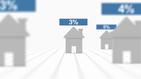 Camera pans to house with 3 Percent interest rate Stock Footage 315566868