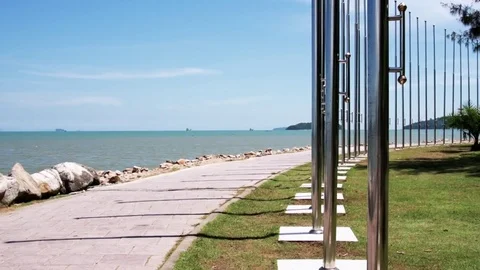 Camera Pans Left on Saphin Hin Park, Phuket Town Stock Footage 85413066