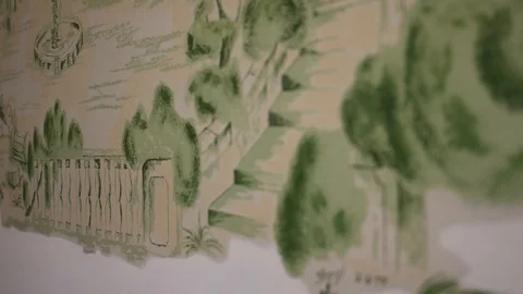 Camera pans over art mural on wall Stock Footage 104365244