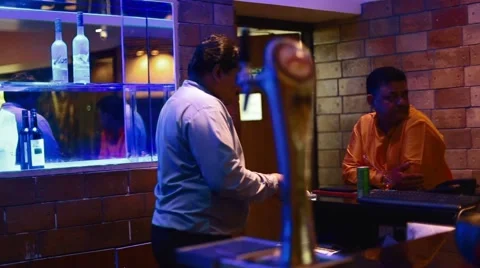 Camera pans over the bar counter Stock Footage 65988483