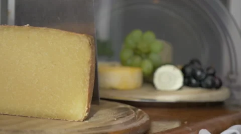Camera pans over a cheese and grapes buffet Stock-Footage 56204757