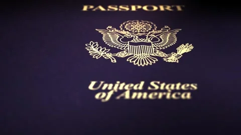 Camera pans over cinematic United States Passport Stock Footage 317547829