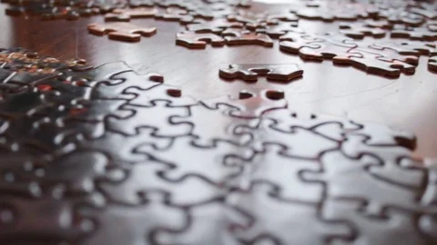 Camera Pans over complicated crazy unfinished puzzle   ALT Version Stock Footage 71965435