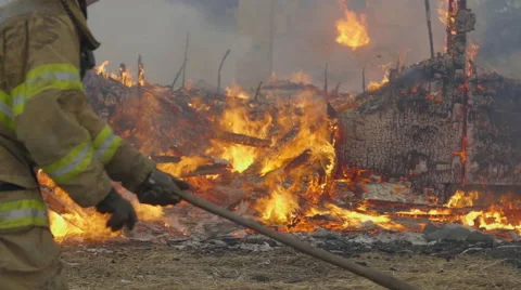 Camera pans over destroyed house Stock Footage 61181209