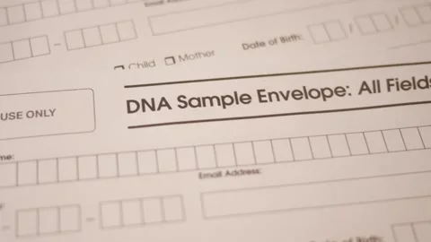 Camera pans over DNA Sample Envelopes Stock Footage 285801879