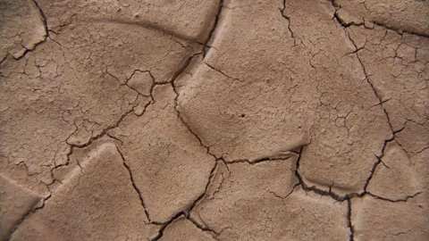 Camera pans over dry and cracked earth during drought Vídeos de archivo 333833973