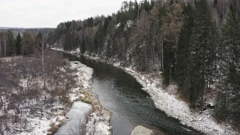 The camera pans over the forest river Stock-Footage 148532513