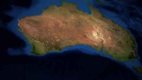 Camera pans over map of Australia with indicator - Australia Stock Footage 88340483