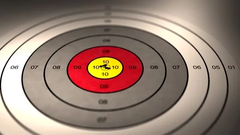 Camera Pans over Military Target - Bull's Eye Hit Repetitively Stock Footage 308931338