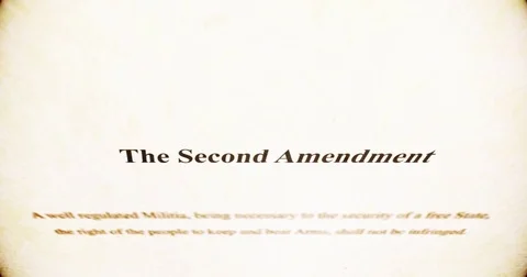 Camera pans over old Second Amendment paper Stock Footage 72132521
