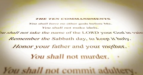 Camera pans over the Ten Commandments Video stock 72132908
