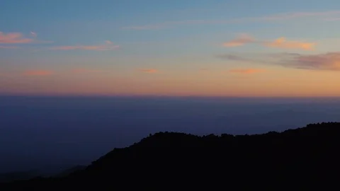 Camera Pans over the view from Mount Etna in Sicily , Italy Stock Footage 88596374