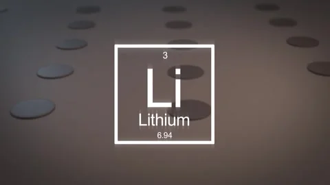 Camera pans past cinematic Lithium Batteries with Lithium Symbol Stock Footage 330115363