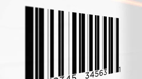 Camera Pans up side of a Generic  Bar Code as laser scans Video stock 71327815