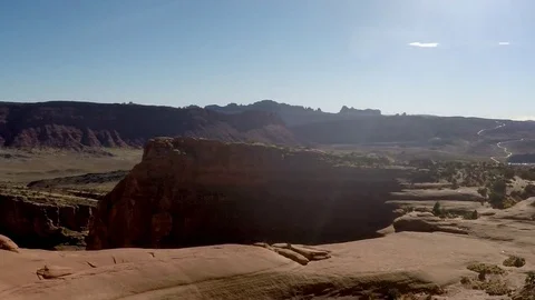 Camera pans toward Delicate Arch Stock Footage 79574649