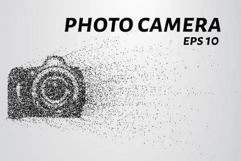 The camera of the particles. Photo camera consists of small circles. Stock Illustration