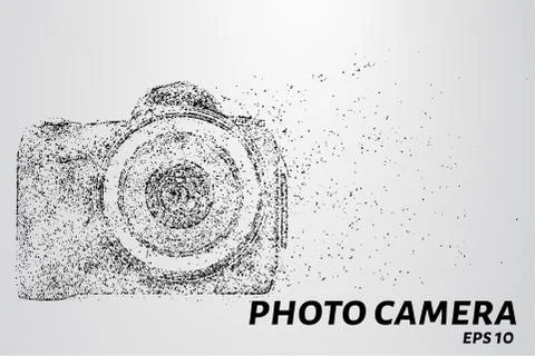 The camera of the particles. Photo camera consists of small circles. Vector i Stock Illustration