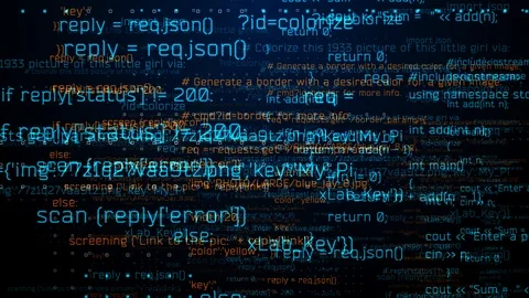 Camera passes through computer code Stock Footage 100880569