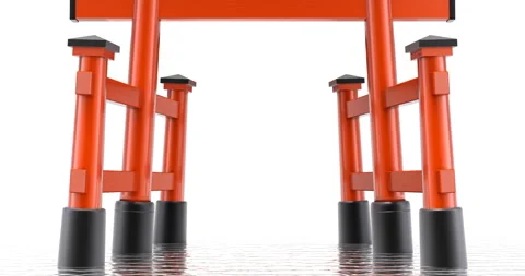 Camera passes through the japanese torii gate with side pillars Stock Footage 333673095