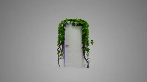 Camera passes through an opening white door Stock Footage 30398184