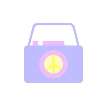 Camera, peace icon. Simple color vector elements of flower children icons for ui 스톡 일러스트