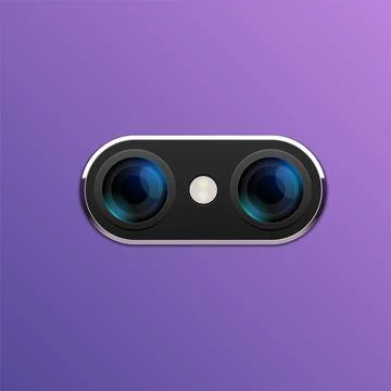 Camera phone lens mobile 3d vector icon. Smart phone camera lense back concept 스톡 일러스트