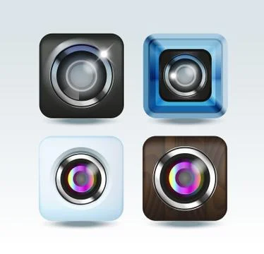 Camera photo app icon set Stockillustratie