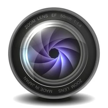 Camera photo lens with shutter. 库存插图