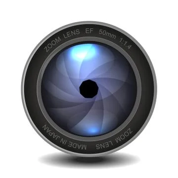 Camera photo lens with shutter. Ilustração Stock