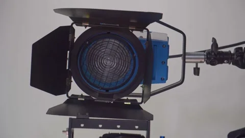 Camera in a photo studio with backdrop and light equipment 库存影片 207104150