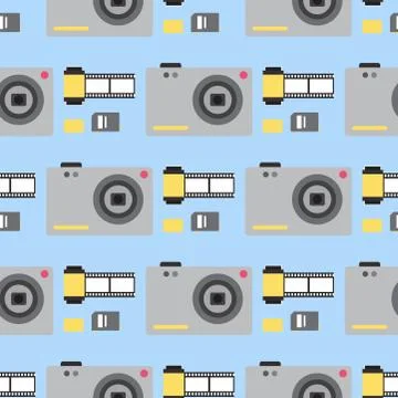 Camera photo vector studio flat optic lenses types objective retro photography Stock Illustration