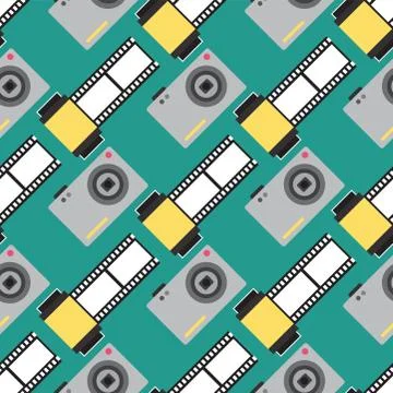 Camera photo vector studio flat optic lenses types objective retro photography Stock Illustration