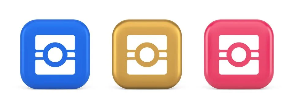 Camera photo video application button multimedia photograph service 3d real.. Stockillustratie