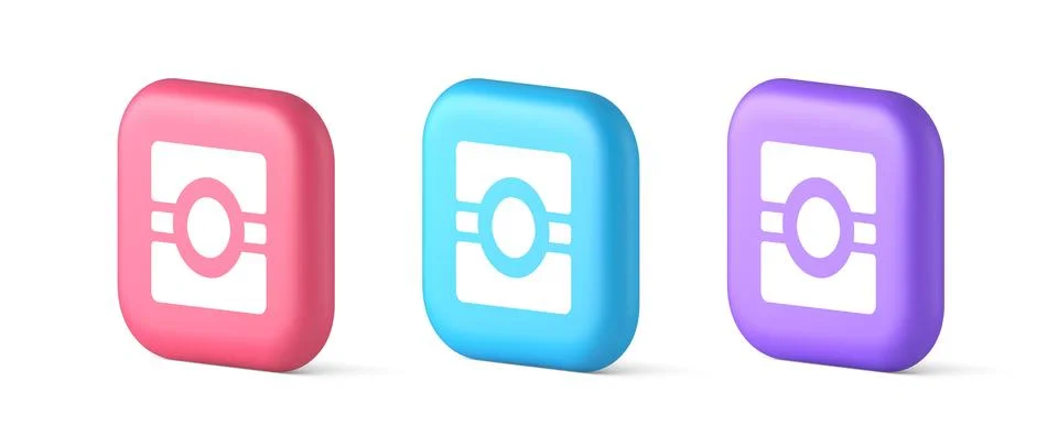 Camera photo video application button multimedia photograph service 3d real.. 스톡 일러스트