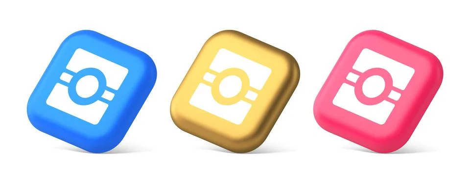 Camera photo video application button multimedia photograph service 3d realis Stockillustratie