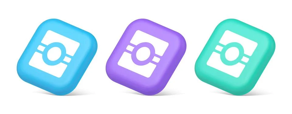 Camera photo video application button multimedia photograph service 3d realis イラスト素材