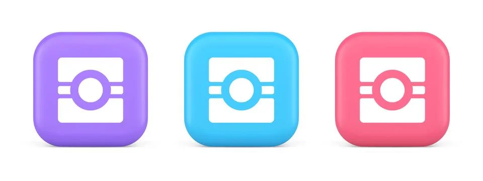 Camera photo video application button multimedia photograph service 3d real.. Stock Illustration