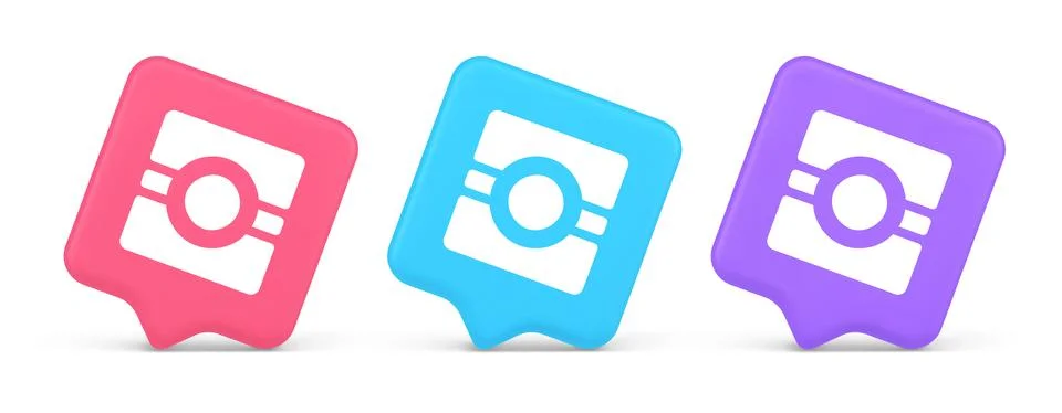 Camera photo video application button multimedia photograph service 3d real.. Illustrazione stock