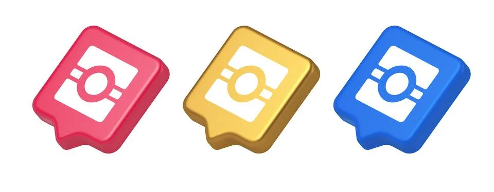 Camera photo video application button multimedia photograph service 3d realis 스톡 일러스트