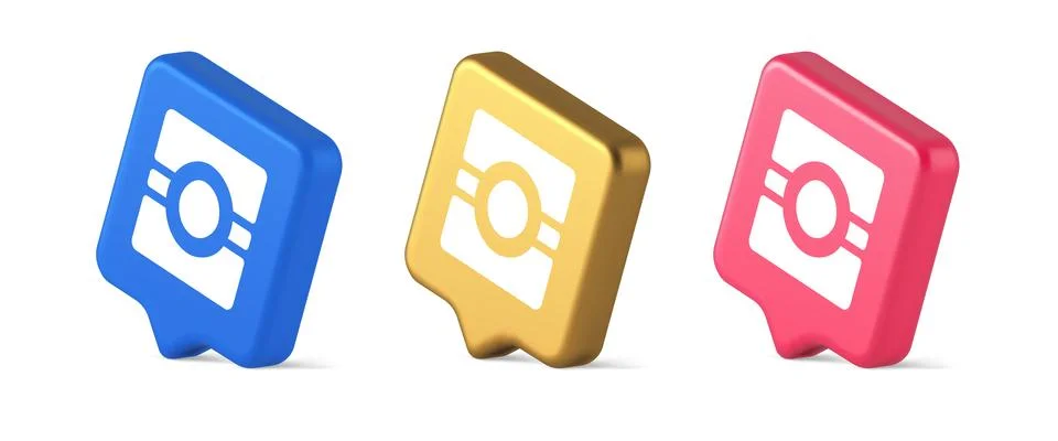 Camera photo video application button multimedia photograph service 3d real.. Illustrazione stock
