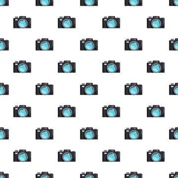 Camera photography equipment seamless repeating pattern background Stock Illustration