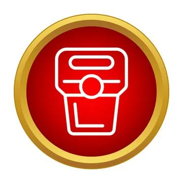 Camera photography flash icon on red circle Stock Illustration
