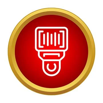 Camera photography flash speedlight icon on red circle Stock Illustration