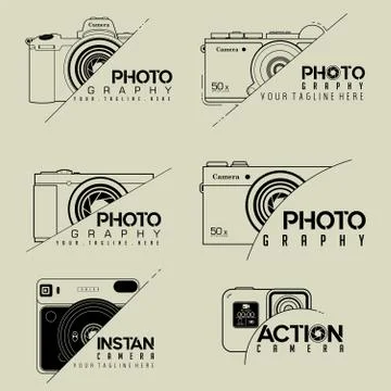 Camera photography icon vector template set Stock Illustration